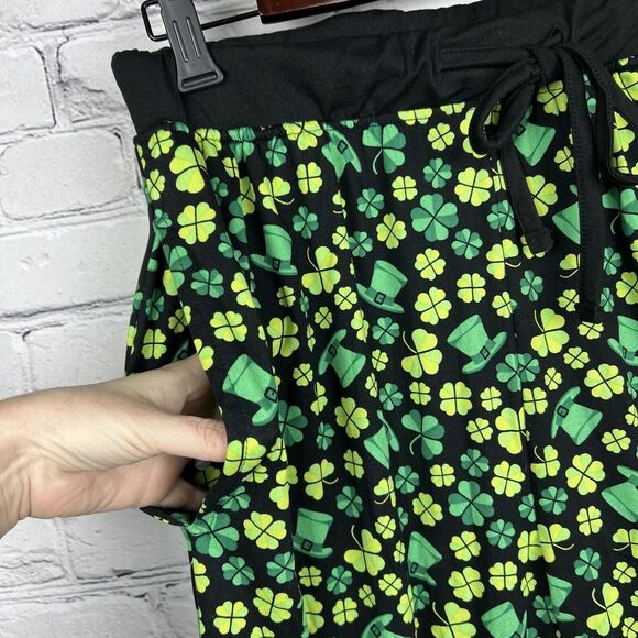 Nightzone St Patricks Day Green Clover Shamrock Hat Unisex Pajama Pants Sz M NWT - Picture 3 of 9